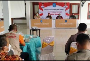 Rapat koordinasi pemantapan penerapan perda tentang protokol kesehatan dalam penanganan covid-19, Kabupaten Bangka. 